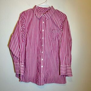 Talbots Size 2XP Women’s Striped Button Down Top Mauve Pink Long Sleeve Cotton